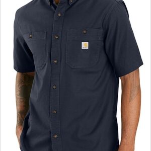 Carhartt Blue Casual Button Down Shirt Short Sleeve